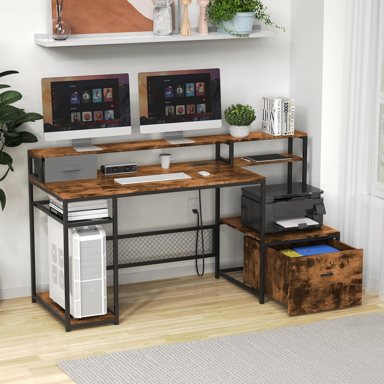 Modern Computer Desk with Char - Commercial Printer recension och pris