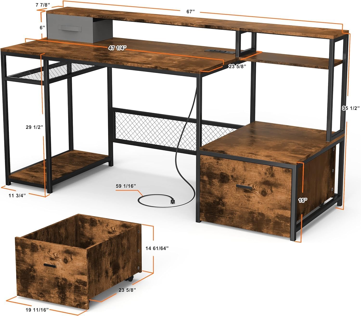 Modern Computer Desk with Char - Commercial Printer recension och pris