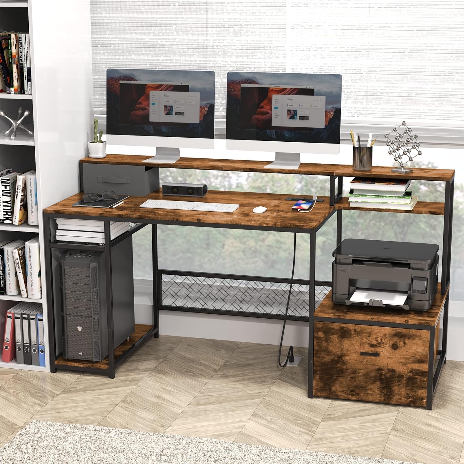 Modern Computer Desk with Char - Commercial Printer recension och pris