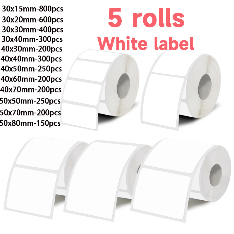 5 Rolls of White Label Sticker - Commercial Printer recension och pris