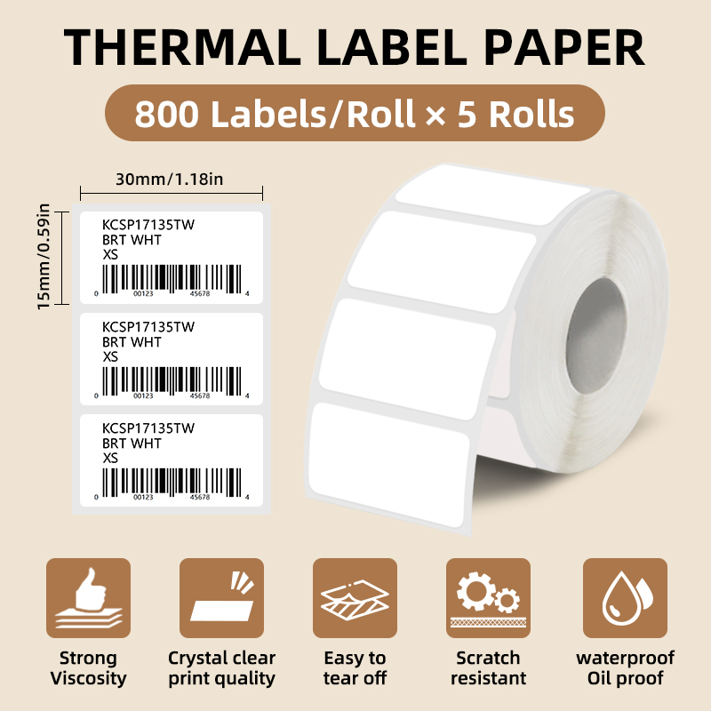 5 Rolls of White Label Sticker - Commercial Printer recension och pris